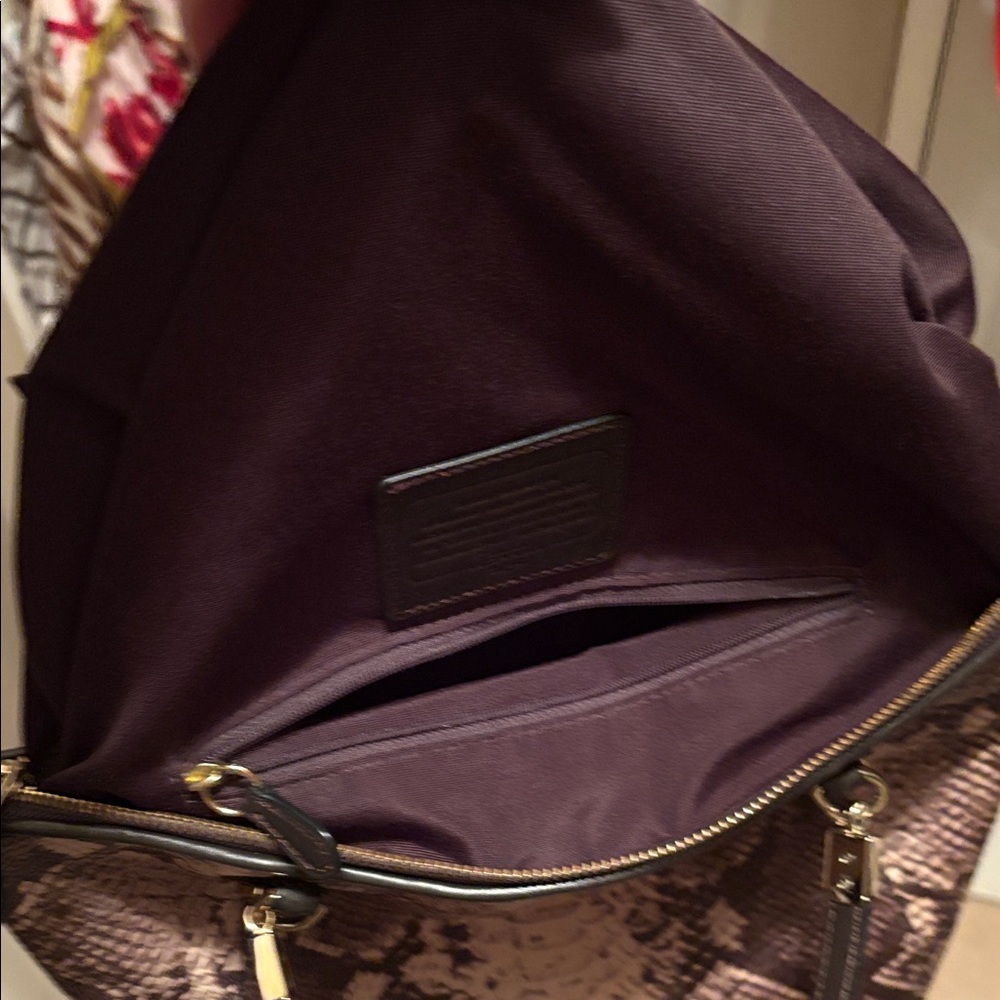 Coach Kelsey Python Pattern Taupe,Brown and Black cross body - Picture 12 of 15